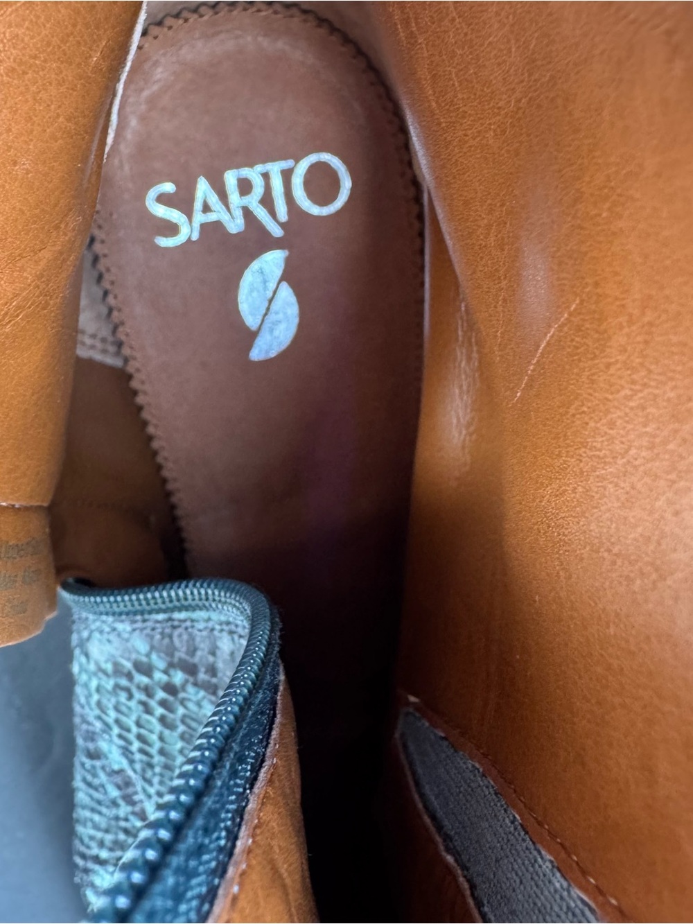 Franco Sarto Turquoise Green Snakeskin-Print Ankle Booties - Picture 7 of 9